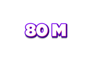 80 million les abonnés fête salutation nombre avec violet et rose conception png