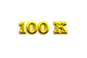 100 k subscribers celebration greeting Number with gold design png