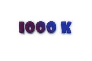 1000 k subscribers celebration greeting Number with ink design png