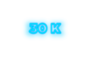 30 k subscribers celebration greeting Number with glow design png