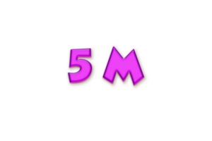 5 million subscribers celebration greeting Number with liquid design png