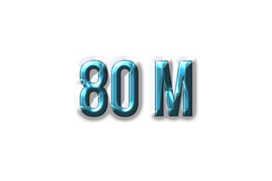 80 million subscribers celebration greeting Number with plastic design png