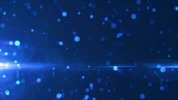 abstrait Contexte de bleu embrasé particules et bokeh points de de fête énergie la magie, vidéo 4k, 60 images par seconde video