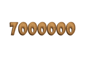 7000000 subscribers celebration greeting Number with clay design png