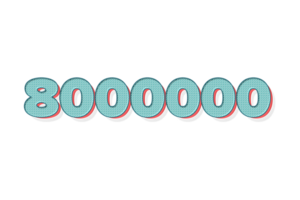 8000000 suscriptores celebracion saludo número único con diseño png