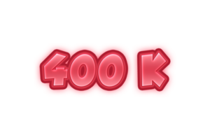 400 k subscribers celebration greeting Number with red embossed design png