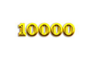 10000 subscribers celebration greeting Number with gold design png