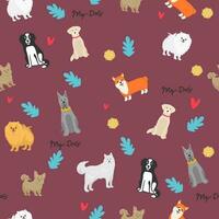 Dog pattern Geometric style semaless pattern vector