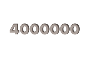 4000000 subscribers celebration greeting Number with wooden engraved design png