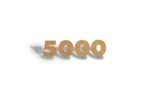 5000 suscriptores celebracion saludo número con difícil tarjeta cortado diseño png