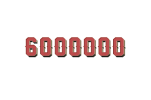 6000000 iscritti celebrazione saluto numero con retrò design png