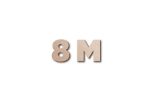 8 million subscribers celebration greeting Number with card board design png