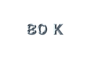 80 k subscribers celebration greeting Number with grey metal design png