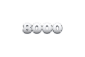 8000 subscribers celebration greeting Number with metal design png