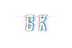 8 k subscribers celebration greeting Number with glitch design png