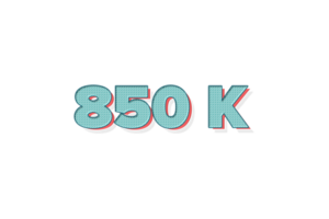 850 k subscribers celebration greeting Number with unique design png