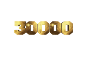 30000 Abonnenten Feier Gruß Nummer mit Messing- Design png