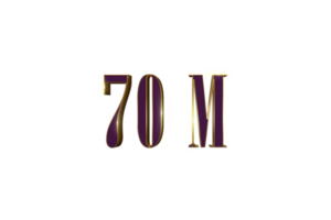 70 million subscribers celebration greeting Number with luxury design png
