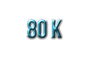 80 k subscribers celebration greeting Number with plastic design png