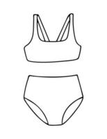 Doodle of female swimsuit isolated on white background. Vector hand drawn illustration of summer beach clothes. Good for coloring book.