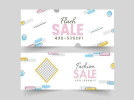 Flash And Fashion Sale Banner Or Header Design With Discount Offer In Two Options. vector