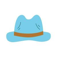 Isolated blue male hat with wide ribbon on white background in flat style. Summer recreation vector