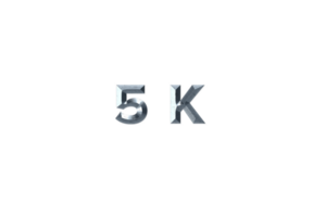5 k million subscribers celebration greeting Number with grey metal design png