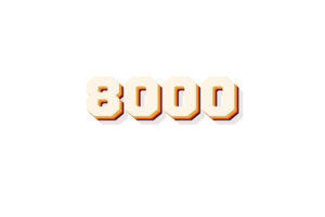 8000 subscribers celebration greeting Number retro 2 with design png