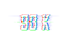 90 k subscribers celebration greeting Number with glitch design png