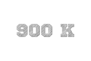 900 k subscribers celebration greeting Number with pencil skecth design png