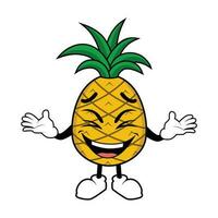 Pineapple Fruit Mascot Cartoon laughing happily vector