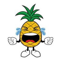 Crying Pineapple Fruit Mascot Cartoon vector