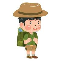 Boy hiker With Backpack cartoon vector