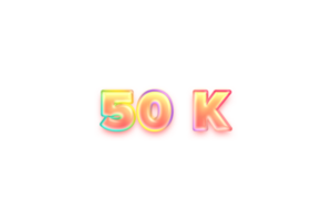 50 k subscribers celebration greeting Number with candy color design png