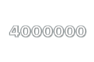 4000000 subscribers celebration greeting Number with glass design png