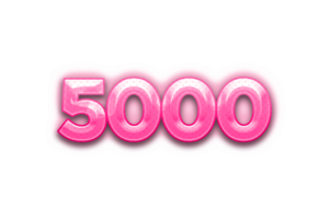 5000 Abonnenten Feier Gruß Nummer mit Rosa Design png