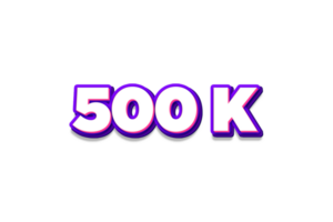 500 k subscribers celebration greeting Number with purple and pink design png