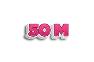 50 million subscribers celebration greeting Number with pink 3d design png