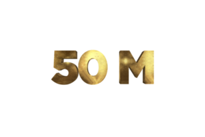 50 millón suscriptores celebracion saludo número con oro diseño png