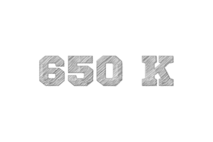 650 k subscribers celebration greeting Number with pencil sketch design png