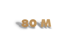 80 million subscribers celebration greeting Number with hard card design png