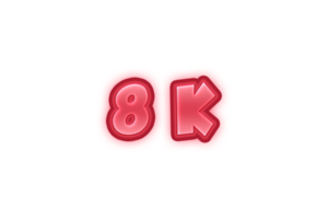 8 k subscribers celebration greeting Number with red embossed design png