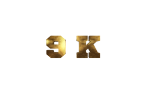 9 k subscribers celebration greeting Number with brass design png
