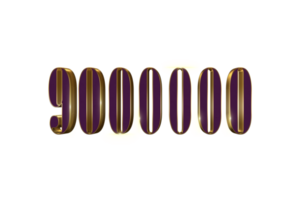 9000000 subscribers celebration greeting Number with luxury design png