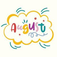 cute fun lettering august for journal diary vector