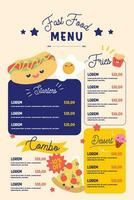 cute fun colorful fast food menu vector