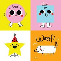 cute fun colorful shape character vector