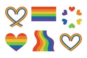 LGBT pride symbols set. Vector isolated illustration of LGBT elements. Pride month. Pride Day.