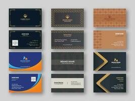 Modern Business Card Template Set On Gray Background. vector