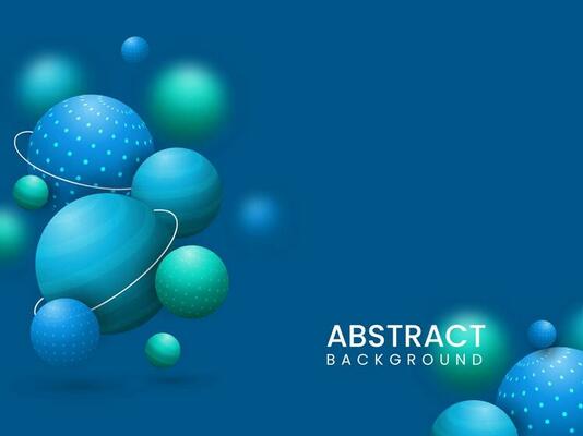3D Rendering Balls Or Sphere Decorated On Abstract Blue Background.